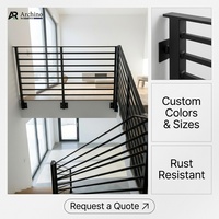 Rampe d'escalier de balcon en alliage d'aluminium de luxe, balustrade extérieure noire à lattes horizontales pour villa moderne, résistante à l'eau et à la rouille