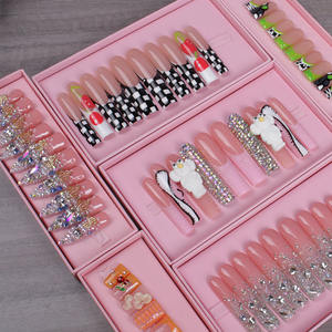 Juego de <span class=keywords><strong>Uñas</strong></span> Artificiales Súper Lujosas, <span class=keywords><strong>Uñas</strong></span> de Prensa Acrílicas Hechas a Mano, Extra Largas, Cubierta Completa Decorada Cuadrada, 10 Unidades - Product Image 2