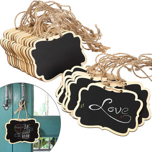 Mini pizarra de madera con cuerda de twine de doble cara para etiquetas y decoraciones - Product Image 1