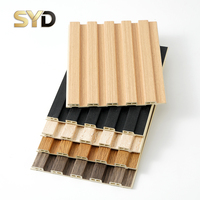 Panel Dinding WPC Modern 150x9mm Tahan Api Pola Geometris Tahan Air Papan Dinding Kayu Interior