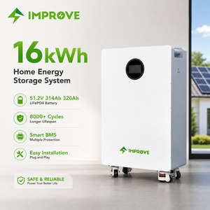 Batterie au lithium LiFePO4 16 kWh 51,2 V 320 Ah pour système solaire hybride, station de stockage d'énergie IP65 CAN - Product Image 1