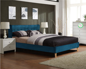 <span class=keywords><strong>Cama</strong></span> <span class=keywords><strong>continental</strong></span> de color azul Tamaño doble con armazón de <span class=keywords><strong>cama</strong></span> de madera contrachapada - Product Image 4