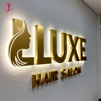 Enseigne lumineuse LED 3D personnalisée avec logo en peinture dorée mate de qualité supérieure, enseigne murale intérieure, enseigne de marque, enseigne LED personnalisée pour entreprise