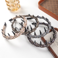 Serre-tête floral large de 1,5 cm avec couronne haute, serre-tête épais et moelleux pour le lavage du visage, avec dents, nouveau style coréen, accessoire capillaire