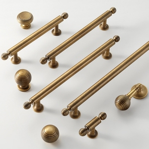 Solid Brass Handle Mid Century American Retro Wardrobe <strong>Knobs</strong> Round Ball Drawer Pulls Cabinet Handles Brass Furniture Hardware - Product Image 3