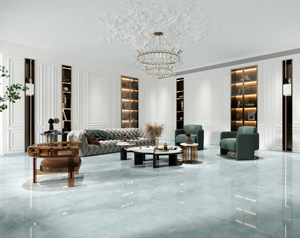 Großhandel 750x1500mm Hochglanz Hellgrüne Marmor-Optik Porzellan- und Keramikfliesen in Foshan für Wohnzimmer und Schlafzimmer - Product Image 5