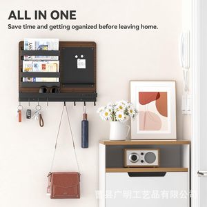 Clesoo Mail Organizer Wall Mounted Key Rack 3 Tier <b>Shelf</b> Entryway Storage With Magnetic Board And <b>Hooks</b> For Home Use - Product Image 4
