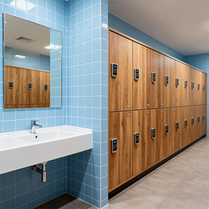 Nouvelle Armoire de Rangement Extérieure Moderne en Bois Écologique, Imperméable et Ignifuge, Forme en Z, Épaisseur 12 mm, pour Appartements et Salles de Sport B - Product Image 2