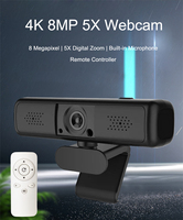 Yüksek çözünürlüklü Web kamera uzaktan kumanda 5X dijital Zoom 8MP 4K Webcam