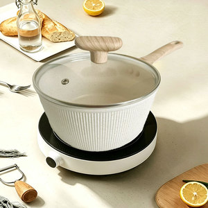 Elegante Olla <span class=keywords><strong>para</strong></span> Salsas y Mermeladas <span class=keywords><strong>de</strong></span> Aluminio con Rayas, Diseño Moderno y Lujoso, Revestimiento Antiadherente Interior y Exterior, Apta <span class=keywords><strong>para</strong></span> Placas <span class=keywords><strong>de</strong></span> Inducción - Product Image 6