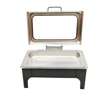 Chauffe-Plats Rectangulaire Hydraulique Yuqi Noir 9L en Acier Inoxydable de Luxe pour Buffet et Restauration, Chauffe-Plats Professionnel pour Hôtels avec Chauffage à la Vapeur