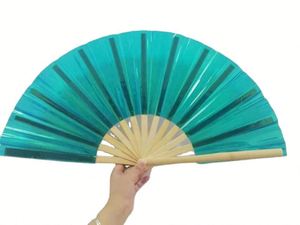 พัดพับขนาดใหญ่ 13 นิ้ว/33 ซม. ลายกุหลาบ ทำมือ โครงไม้ไผ่สีดำ ผ้าและพลาสติก เหมาะเป็นของขวัญ ใช้ในงานปาร์ตี้ งานรีฟ - Product Image 5