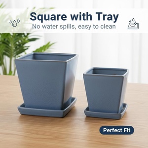 <span class=keywords><strong>Pot</strong></span> de fleurs moderne en céramique sur pied avec finition émaillée durable pour usage intérieur/extérieur, idéal pour les succulentes - Product Image 3