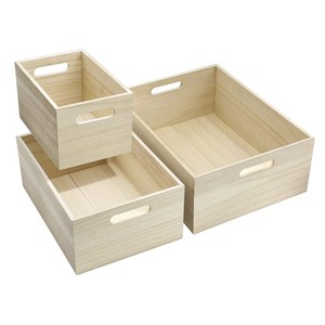 Wooden storage organizers crate box for home and office Manufacturer customized Natural Wood toy box