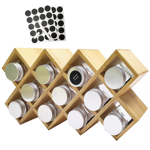 Étagère à épices de cuisine avec bocaux <span class=keywords><strong>en</strong></span> verre pour épices, étagère à épices <span class=keywords><strong>en</strong></span> <span class=keywords><strong>bois</strong></span> de bambou, organisateur de rangement pour comptoir - Product Image 2