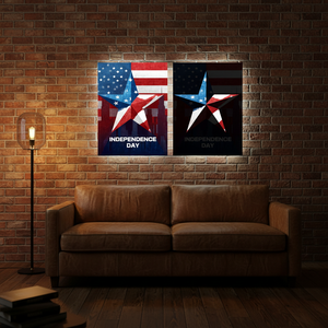 Pintura Moderna en Lienzo LED con Diseño de Bandera Estadounidense y Estrellas para Decoración del Hogar y Espacios Comerciales - Product Image 2