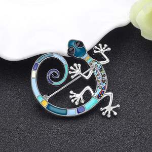 Dễ Thương 6 màu sắc dễ thương hoa men Tắc Kè Thằn Lằn Trâm pin bò sát động vật Bộ sưu tập đồ trang sức quà tặng - Product Image 4
