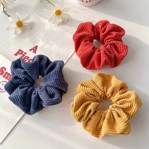 ผ้าลูกฟูกผม Scrunchies คลาสสิกยืดหยุ่นหนา Scrunchie วงผูกเชือกนุ่มหางม้าผู้ถืออุปกรณ์เสริม