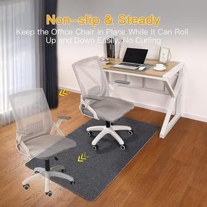 Office Chair <b>Mat</b> Rectangle Solid Color Light Gray Polyester Fiber Home Use Anti <b>Slip</b> Floor Protector - Product Image 5