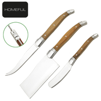 Ensemble de couteaux à fromage de luxe avec manche en bois d'olivier, accessoires de découpe pour planche à charcuterie haut de gamme, couverts de boutique pour la vente au détail