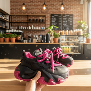 Sneakers da <span class=keywords><strong>Donna</strong></span> Leggere e Traspiranti con Lacci e Suola Spessa, Nuove <span class=keywords><strong>Scarpe</strong></span> Sportive con Rialzo per l'Estate - Product Image 1