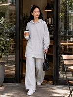 Ensemble pantalon et tunique longue à capuche pour femmes musulmanes, tenue modeste à deux pièces, vêtements décontractés islamiques, coupe ample