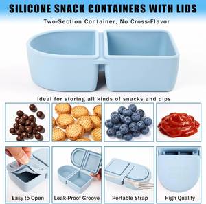 Silicone 2-Compartment Container Food <b>Storage</b> <b>for</b> Seasoning Sauce Baby Food Snack Fresh-Keeping <b>Kitchen</b> Organizer - Product Image 3