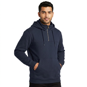 Custom Embroidered Plain Winter <b>High</b> Street Streetwear Pullover 230gsm Heavyweight Fleece Zip Cotton Thick Zipper Oversized - Product Image 1