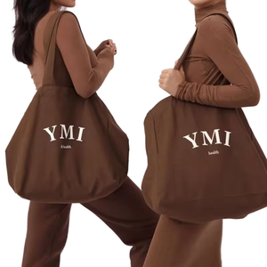 Sacs fourre-tout en toile de coton naturel réutilisables pour les courses avec logo personnalisé, avec poche et fermeture éclair - Product Image 6