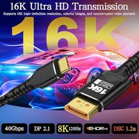 Transfert de données bidirectionnel de haute qualité 16k 60Hz 120Hz 240Hz pour vers câble DP veste en PVC pour moniteur MacBook de bureau d'ordinateur portable