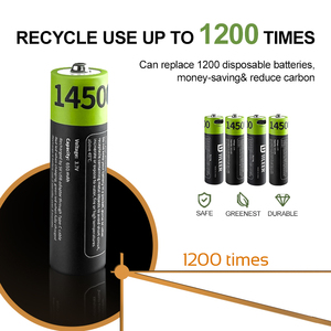 IILEER, gran oferta, recargable, 650mAh, 14500, 3,7 V, 2405mWh, 1200 ciclos, baterías de iones de litio USB portátiles para el hogar - Product Image 4