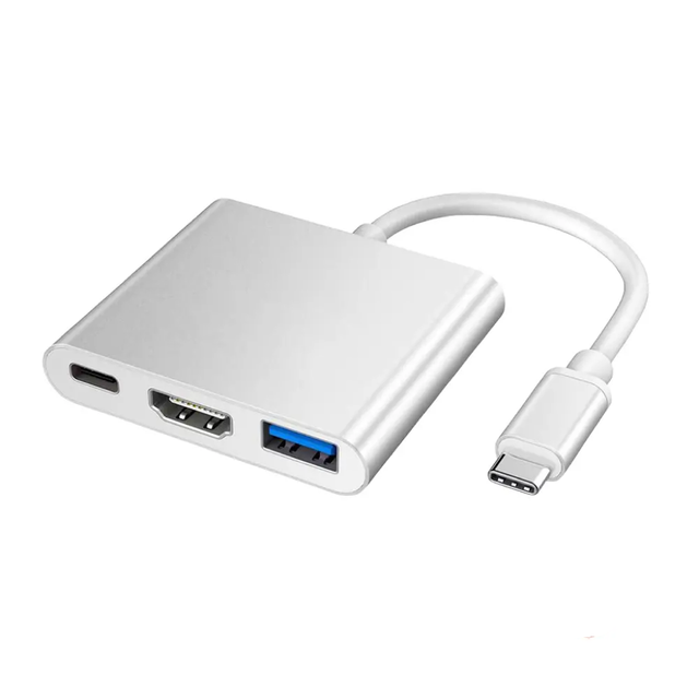 Multiport 3 in 1 USB C Hub to HDTV 4K Output USB 3.0 PD Charging 100W Type C AV Adapter for Laptop PC Tablet 5Gbps Data Function