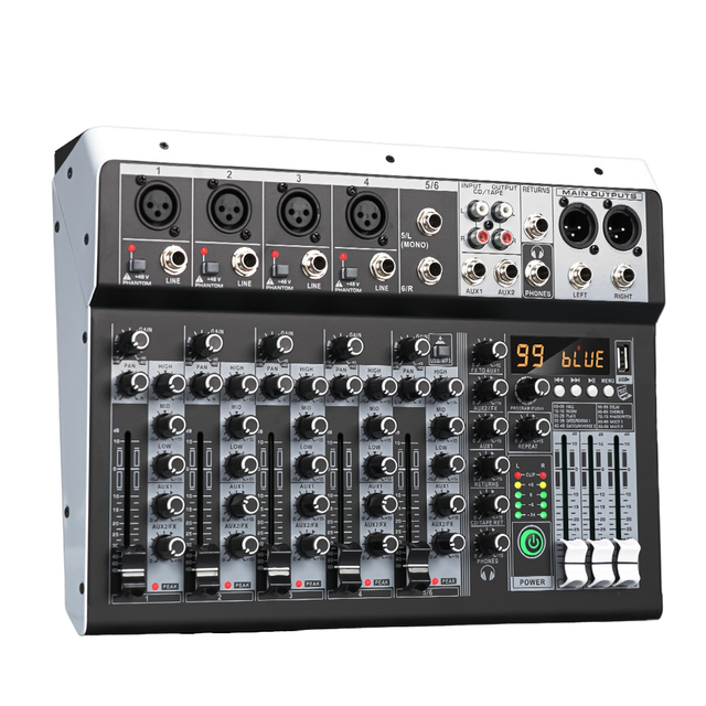 Professional New 6-Channel Mixing Console DJ Controller Mini Audio 99 DPS Effects Sound Cards Two-Person Live Streaming Karaoke