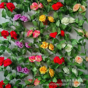ดอกกุหลาบประดิษฐ์จากผ้าไหมยี่ห้อเจียแมน 9 หัว สำหรับตกแต่งผนังห้องนั่งเล่นและท่อแอร์ - Product Image 5