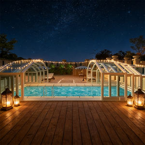 Véranda en verre arqué <span class=keywords><strong>noir</strong></span> de qualité supérieure, au bord du lac, avec toit incurvé, personnalisable pour une relaxation panoramique au bord de l'eau - Product Image 6