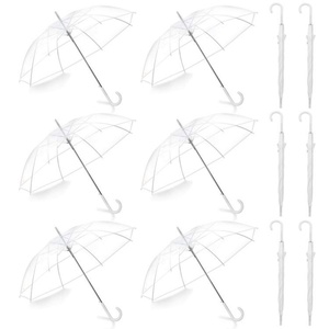 Best Price China Manufacturer Modern Fiberglass <b>Frame</b> Transparent Fully-Automatic Straight Umbrella <b>Plastic</b> Curved Handle 190T - Product Image 1