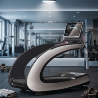 Caminadora Eléctrica Curva de Grado Comercial con Monitoreo Inalámbrico de Frecuencia Cardíaca, Material ABS, Motor de 5HP, Pantalla LCD e Inclinación Automática