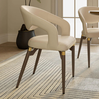 Chaise de salle à manger italienne de luxe en bois massif, fauteuil en cuir tissu léger et simple, design de villa moderne, chaise à dossier