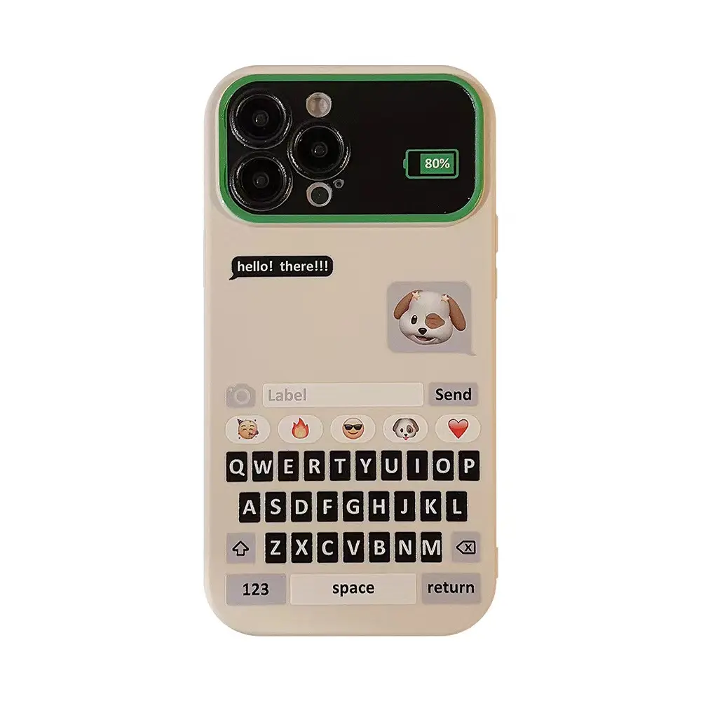 Capa de TPU TPU para celular iPhone 15 14 13 pro max, capa protetora traseira à prova de choque com novo design de teclado de cachorro adorável