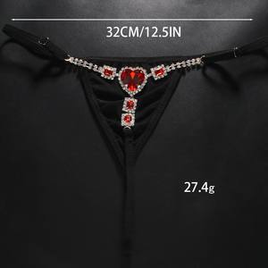 Cadena de cuerpo elástica estilo europeo-americano con forma de <span class=keywords><strong>corazón</strong></span>, sexy, de piedra natural, ajustable, para bikini, para mujer - Product Image 4