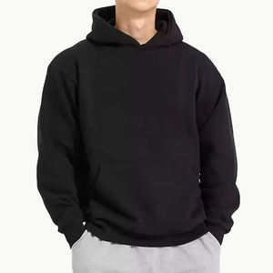 Pull noir haute qualité français éponge polaire lourd Streetwear sweats à capuche épais 100% coton recadrée sweats à capuche imprimés pour hommes - Product Image 4