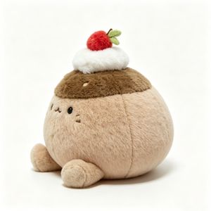 Peluche personnalisée douce et moelleuse sur le thème des aliments, Pudding en peluche avec cerise sur le dessus, Adorable peluche dessert cerise - Product Image 3