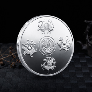 Pièces commémoratives pour les quatre monstres de <span class=keywords><strong>la</strong></span> chine, pièces, double pièce de monnaie 1oz, en métal 3d, fabrication de badges - Product Image 4