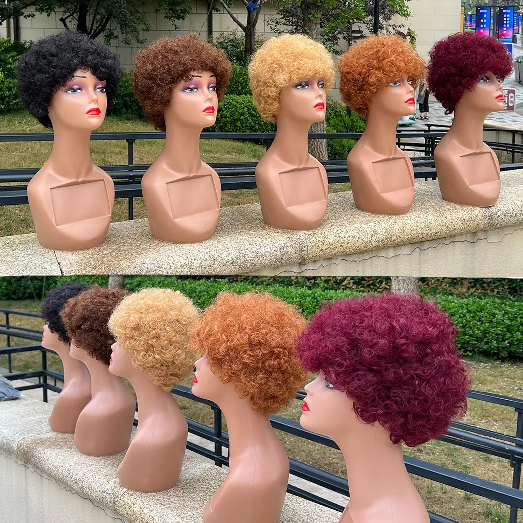 Machine Made Wig Afro wave Human Hair Africa short Wigs human hair Africa Wig for Black Hot Selling 100 Brazilian Women Dark