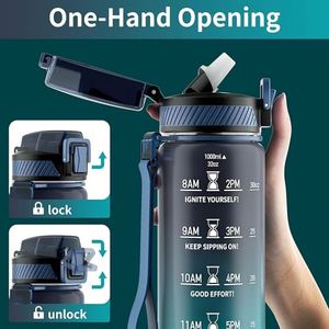 Bottle Straw, 32Oz Motivational Water Bottles With Time Marker to Drink Custom Logo - Product Image 3