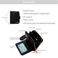 Portefeuille compact pour femme HONGBO avec logo personnalisé, texture lézard, fermeture à pression avant et fermeture à glissière latérale avec quincaillerie dorée