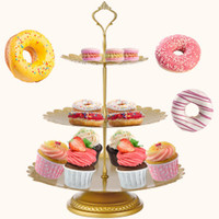 LANJO Élégant Présentoir à Gâteaux Détachable en Fer Doré, Ensemble de Présentation de Desserts, Support à Cupcakes à Plusieurs Niveaux, Plateau de Service pour Fruits, Bonbons et Donuts