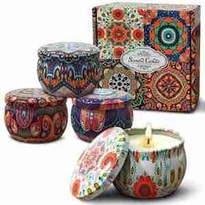 4-Pack Decorative Scented <b>in</b> <b>Tin</b> Jars, Luxury Aromatherapy <b>Candles</b> for Cozy Atmosphere - Product Image 3