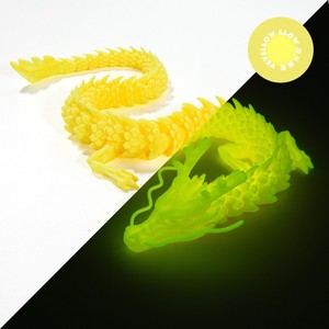 Dragon articulé imprimé en 3D en PLA, 30 cm, durable, qui brille dans le noir, jouet serpent flexible à articulations mobiles, vert lumineux, décoration d'intérieur - Product Image 4