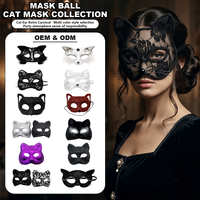 Masque de bal de carnaval sexy en dentelle noire, accessoires de cosplay, collection de masques série chat, oreilles de chat, rétro, fête de carnaval